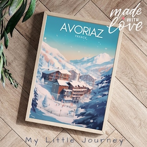 AVORIAZ Print | Ski Resort Avoriaz Travel Poster | French Alps Wall Art | Snowy Mountains Decor | Premium France Travel Illustration