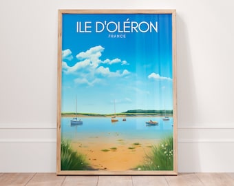 OLERON ISLAND Print | France Travel Poster, Île d'Oléron Wall-Art, French Coastal Decor, Golfe de Gascogne