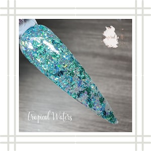 Tropical Waters Foil Nail Dipping Powder | Dip Powder For Nails | Acrylic Powder | Shimmer Dip Powder | Nail Dips