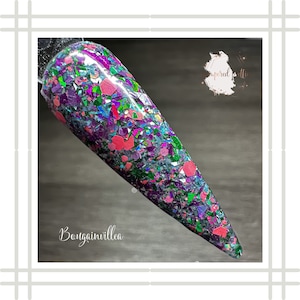 Bougainvillea Glitter Dipping Powder | Dip Powder For Nails | Acrylic Powder | Glitter Dip Powder | Nail Dips