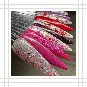 Valentine Dip Powder Collection | Valentine Nail Dipping Powder | Dip Powder For Nails | Acrylic Powder | Glitter Dip Powder | Nail Dips