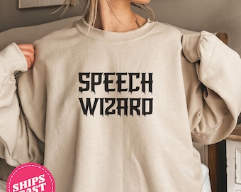 Speech Wizard Speech Therapy Halloween Sweatshirt, SLP Halloween, Speech Pathologist Fall Sweatshirt,Speech Therapist, AAC Halloween Hoodie