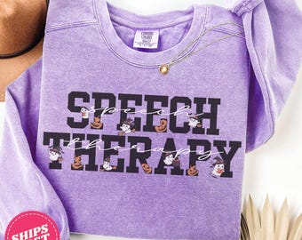 Comfort Colors® Speech Therapy Halloween Sweatshirt, SLP Halloween Sweatshirt, Cute Ghost Sweatshirt, SLP Fall Sweatshirt, AAC Halloween