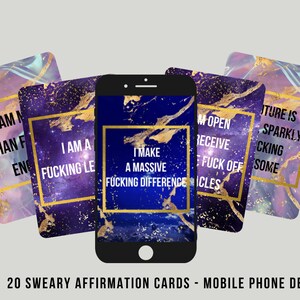 Gruselige Affirmationskarten fürs Handy, Positive Affirmationskarten für Inspiration und Motivation, Galaxy & Gold, Mp4