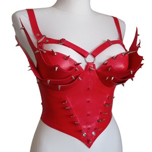 Dragon Latex Corset, Latex Corset with Spikes – Gothic, Adjustable, Fetish Look