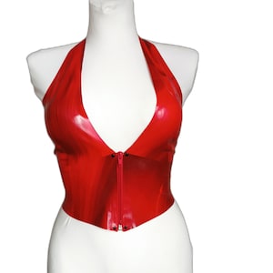 Latex top, crop top, backless top