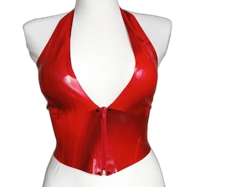 Latex top, crop top, backless top