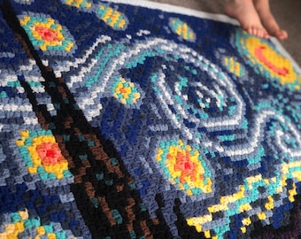 C2C Crochet Starry Night Blanket Pattern