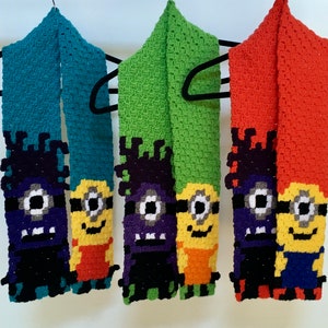 Crochet C2C Minion vs Evil Minion Scarf Pattern