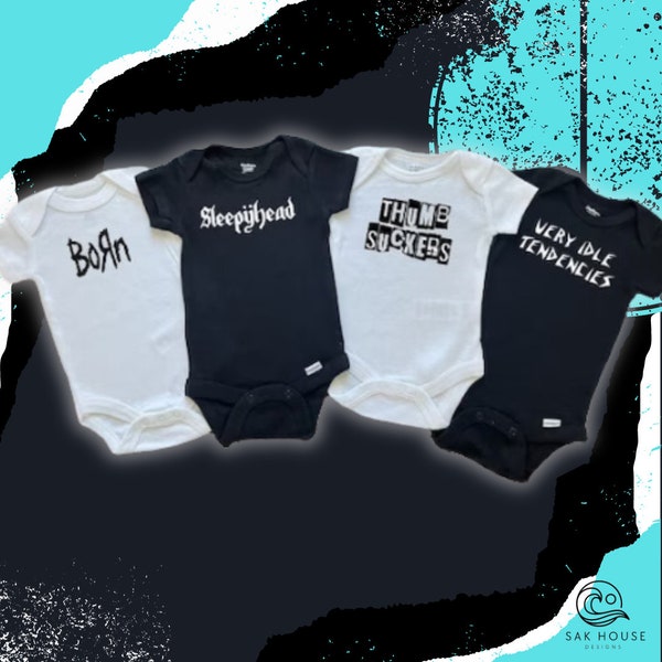 Rock N Roll, Punk Rock, Baby Onsies Bodysuit Set - Infant Girl or Boy made Baby Onsies