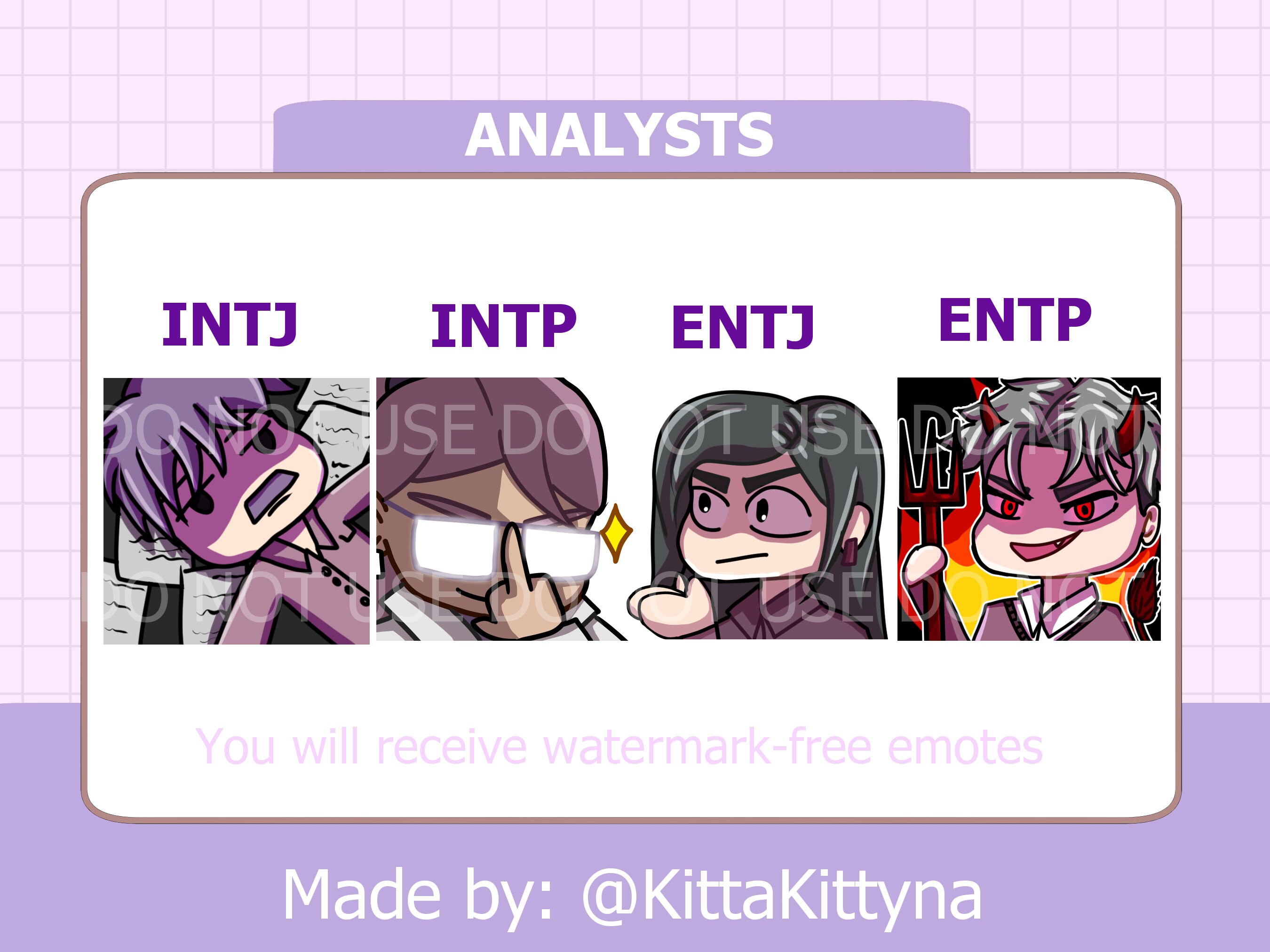 MBTI Emoticons MEGA PACK Twitch Youtube Discord Intp Entp Entj Intj