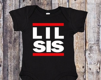 Lil Sis Babysuit Body kleine Schwester Geburt Geschwister Babybody Bay Neugeborenes