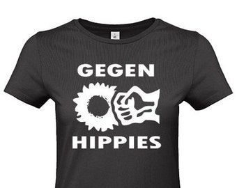 Against hippies , girlie shirt black / black