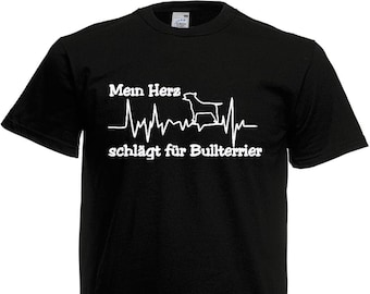 Mein Herz schlägt für Bullterrier , T-Shirt schwarz / black