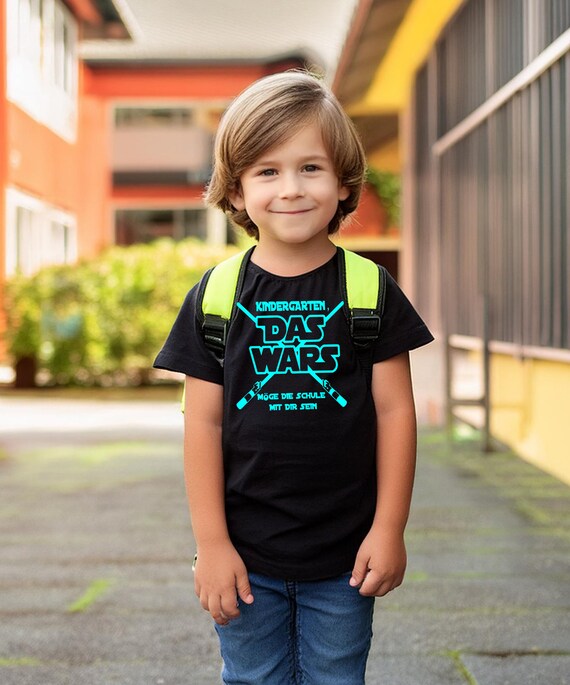 MoonWorks Kinder T-Shirt 'Bye Bye Kindergarten' – Einschulungsgeschenk, 100% Baumwolle