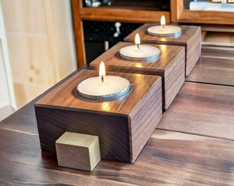 wooden candle holder handmade tealight candles holder maple and walnut candle holder walnut and maple. wooden tea light