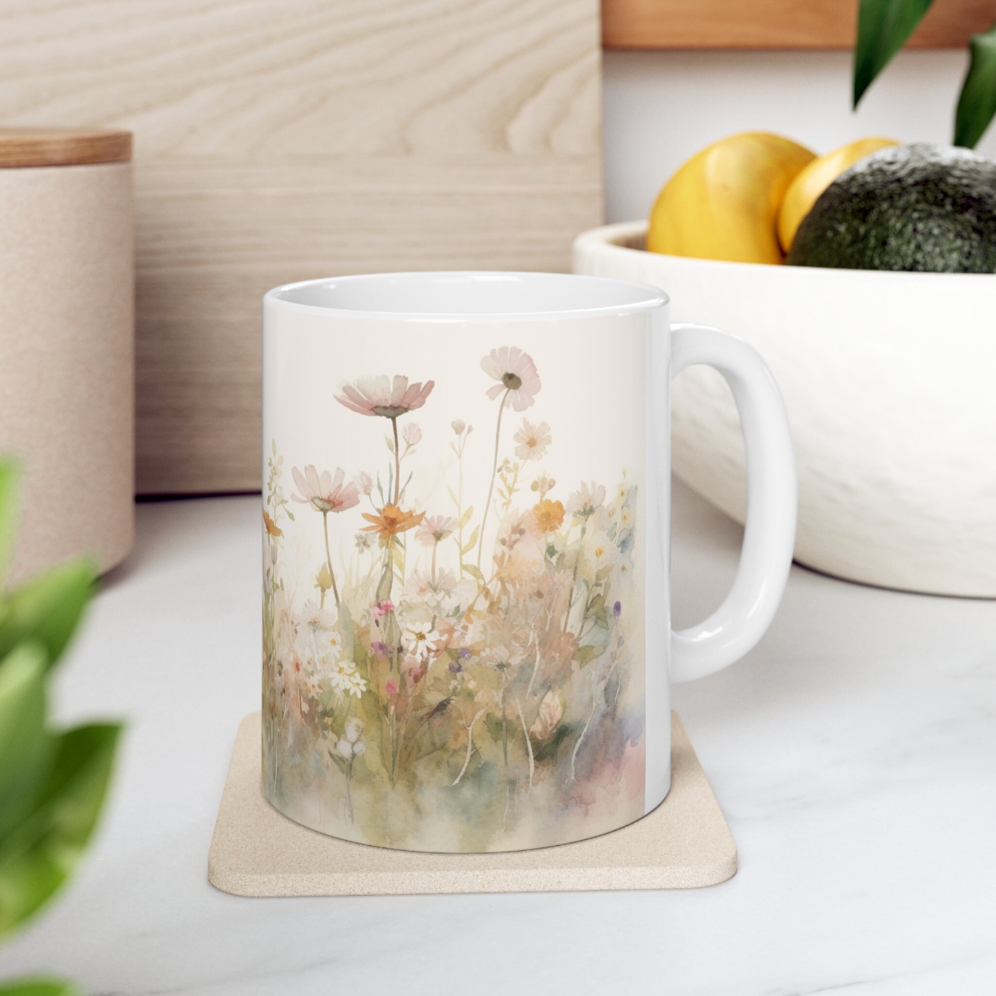 PMNING Bone China Coffee Mug Floral Coffee Tea Cup