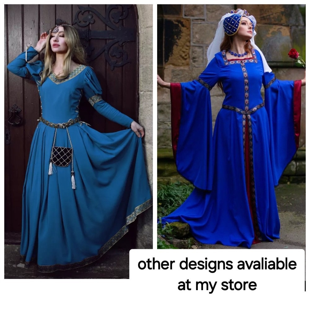 Fantasy Larp Medieval Dress/renaissance Princess/burgundy Red Dress ...
