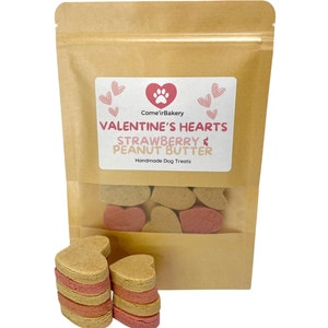 Dog Valentine Peanut Butter Hearts Dog Treats Dog Treat Bag, Dog Gift, Dog Treat, Natural Dog treats, Dog, Gifts for Dogs, valentine gift