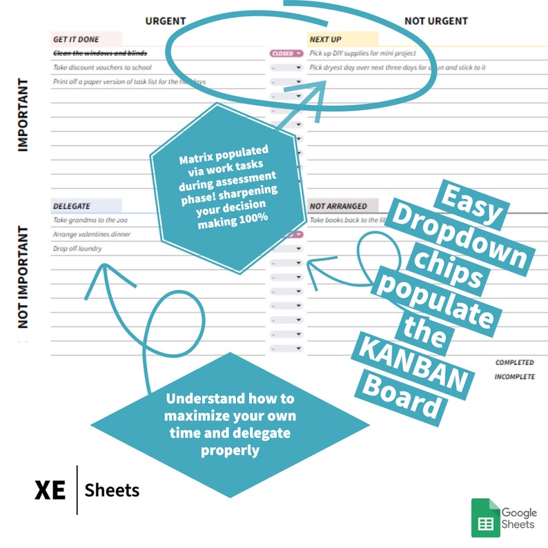 Kanban Spreadsheet Template Set Etsy