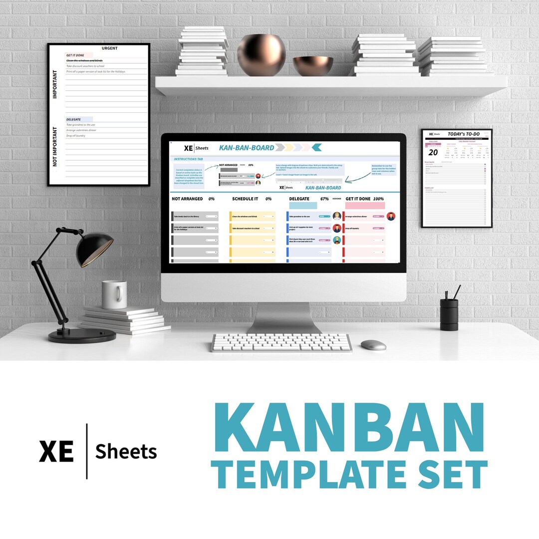 Kanban Spreadsheet Template Set Etsy