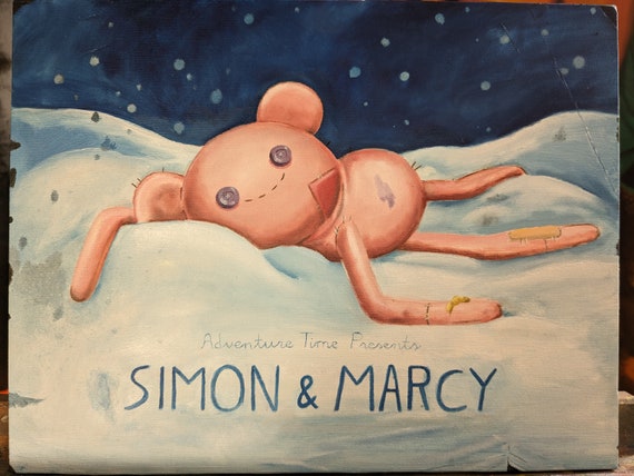 SIMON AND MARCY - Adventure time oil painting on canvas - original handmade title card