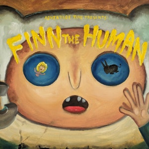 FINN EL HUMANO - Hora de aventuras, pintura al óleo sobre lienzo, tarjeta de título original hecha a mano