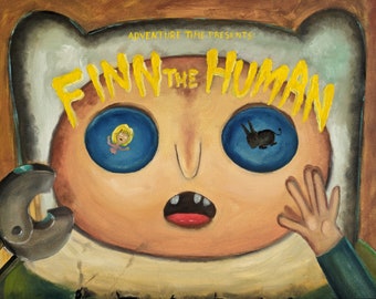 FINN THE HUMAN - Adventure time oil painting on canvas - original handmade title card
