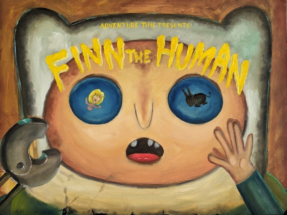 FINN THE HUMAN - Adventure time oil painting on canvas - original handmade title card
