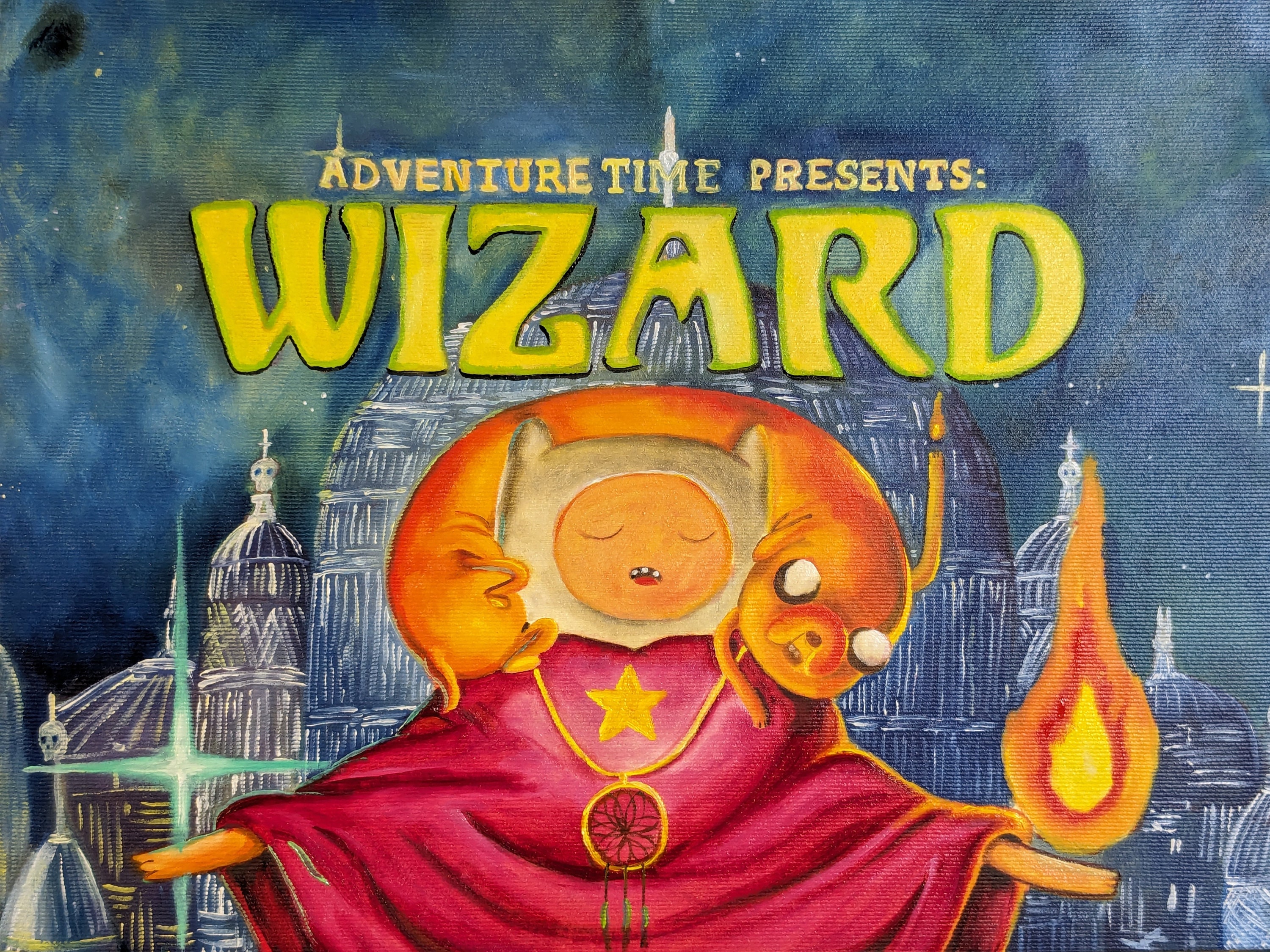 Adventure Time Oil Painting on Canvas - Wizard - Original Handmade