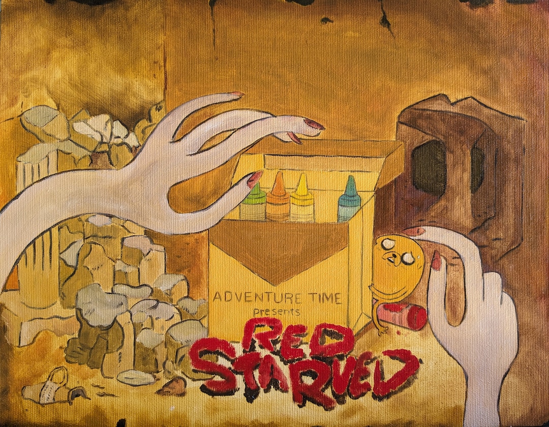RED STARVED - Adventure Time Title Card - Original Handmade - Etsy