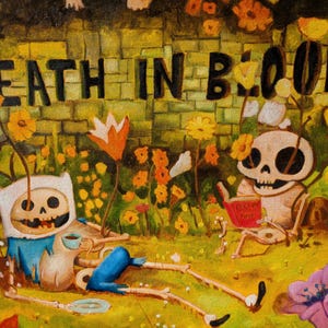 MUERTE EN FLORACIÓN - Hora de aventuras, pintura al óleo sobre lienzo, tarjeta de título original hecha a mano - Instagram: adventure.portraits