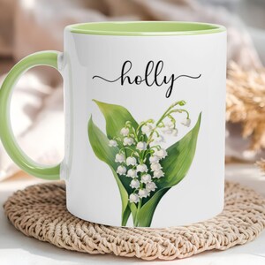 Mug fleur de naissance de mai, cadeau pour maman, fleur de naissance, tasse à café, anniversaire de mai, tasse à thé, fleurs de lys, fleurs de printemps, cadeaux