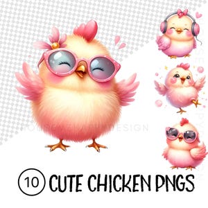 Verrücktes Huhn PNG, süßes Huhn Clipart, digitales Huhn, lustige Vögel, digitaler Download