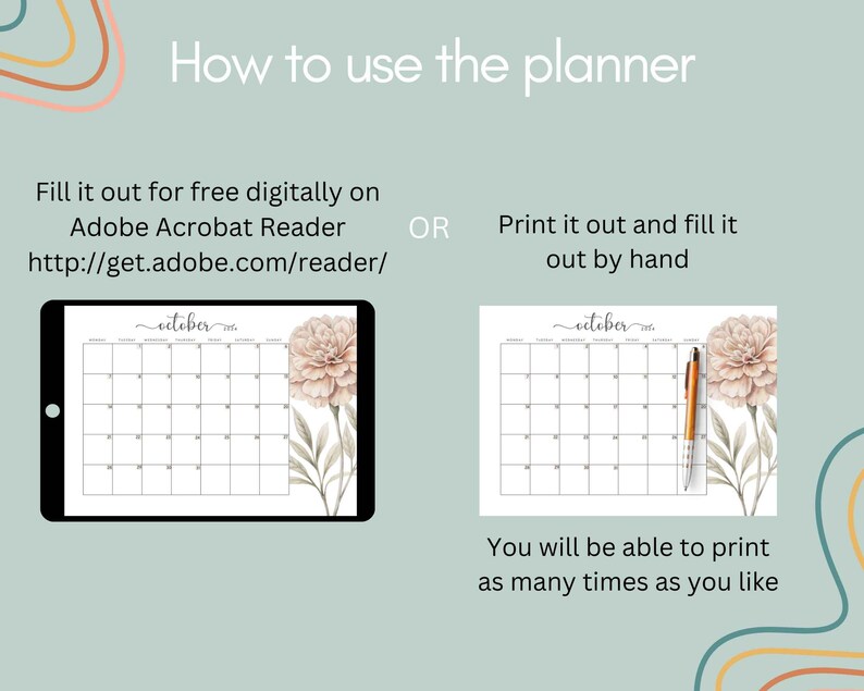 Mid Year Calendar Printable 2024-2025, Month at A Glance to Do List, Birthmonth Flowers Gifts ...