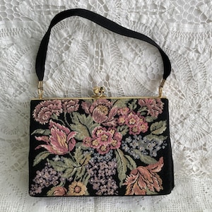 Vintage Tapestry Floral Decor Ladies Bag. Circa 1950-1960