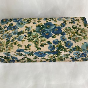 Vintage French fabric gloves box with beautiful floral décor.