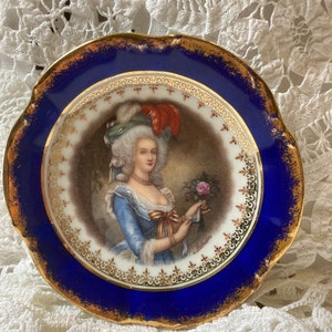 Pendentif Vintage En Porcelaine De Limoges - Marque Pastaud - Motif Fleurs - Occasion