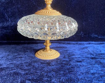 Vintage Swivel Crystal Bowl with Lid. Germany 1945-1955