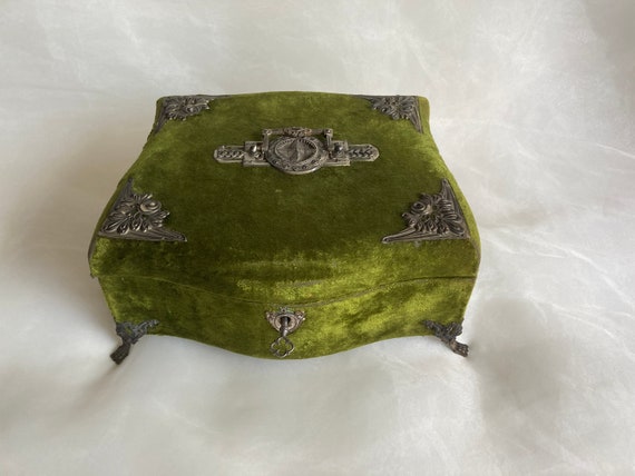 Antique French Velvet Box. Boudoir Box, Sewing Box, Jewelry