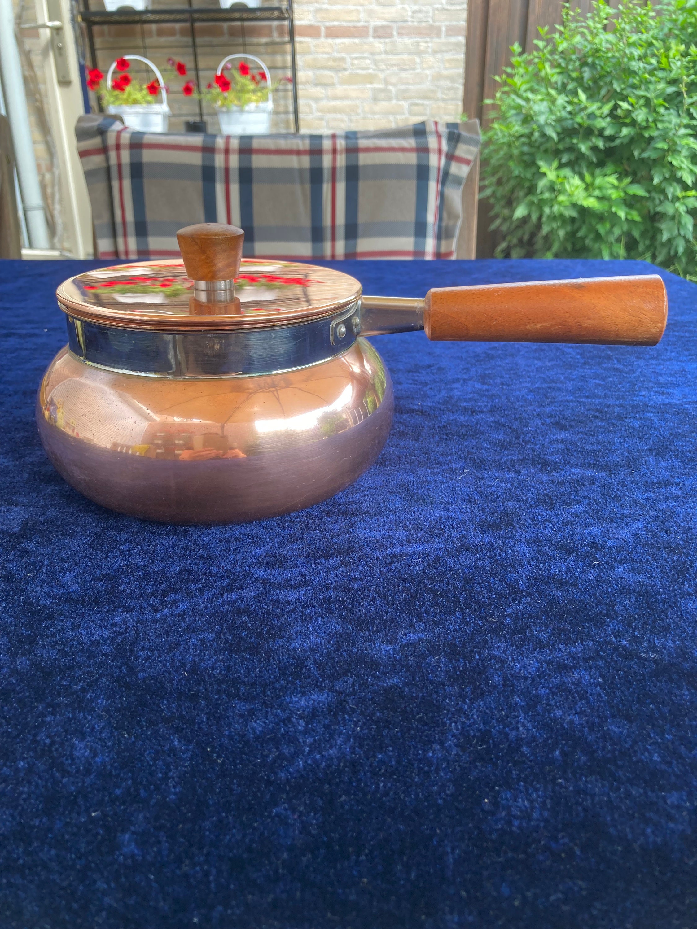 Vintage Copper Pan Stöckli Netstal With Lid, Fondue Pot