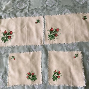 Vintage französische Tischdecken aus rosafarbener Wolle, ca. 1960-1970