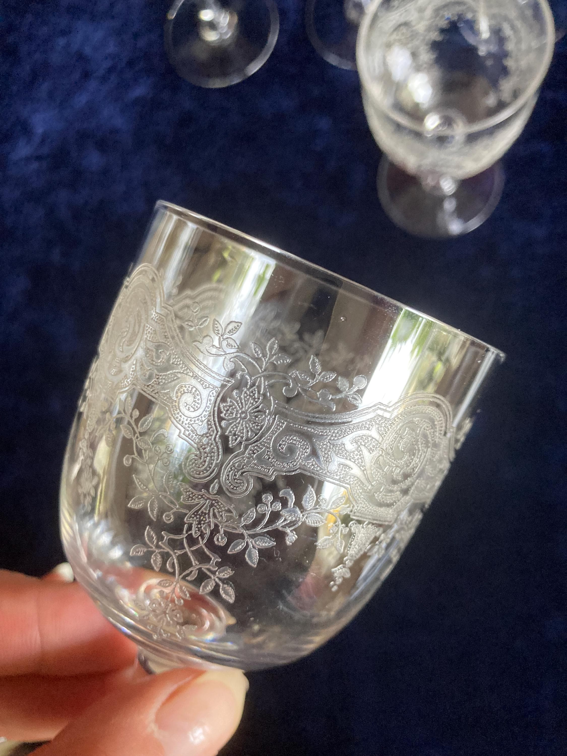 アンティーク フランス ワイングラス バカラ柄 メディシス。 5個セット