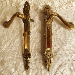 Vintage Italian Brass Door Hardware In Baroque Style