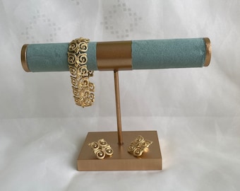 Monet © Schmuckset vergoldetes Armband und Ohrringe aus den 1980er Jahren