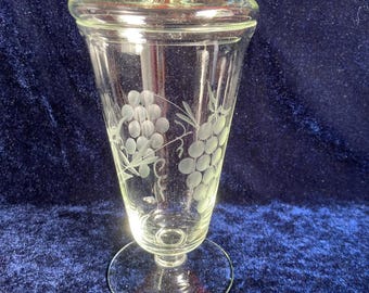 Antique French Glass Candy - Storage jar with lid