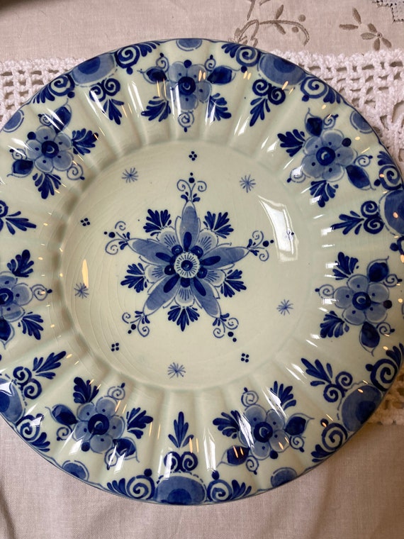 17 世紀スタイルのデルフト折り皿デルフト ブルー ウォール プレート