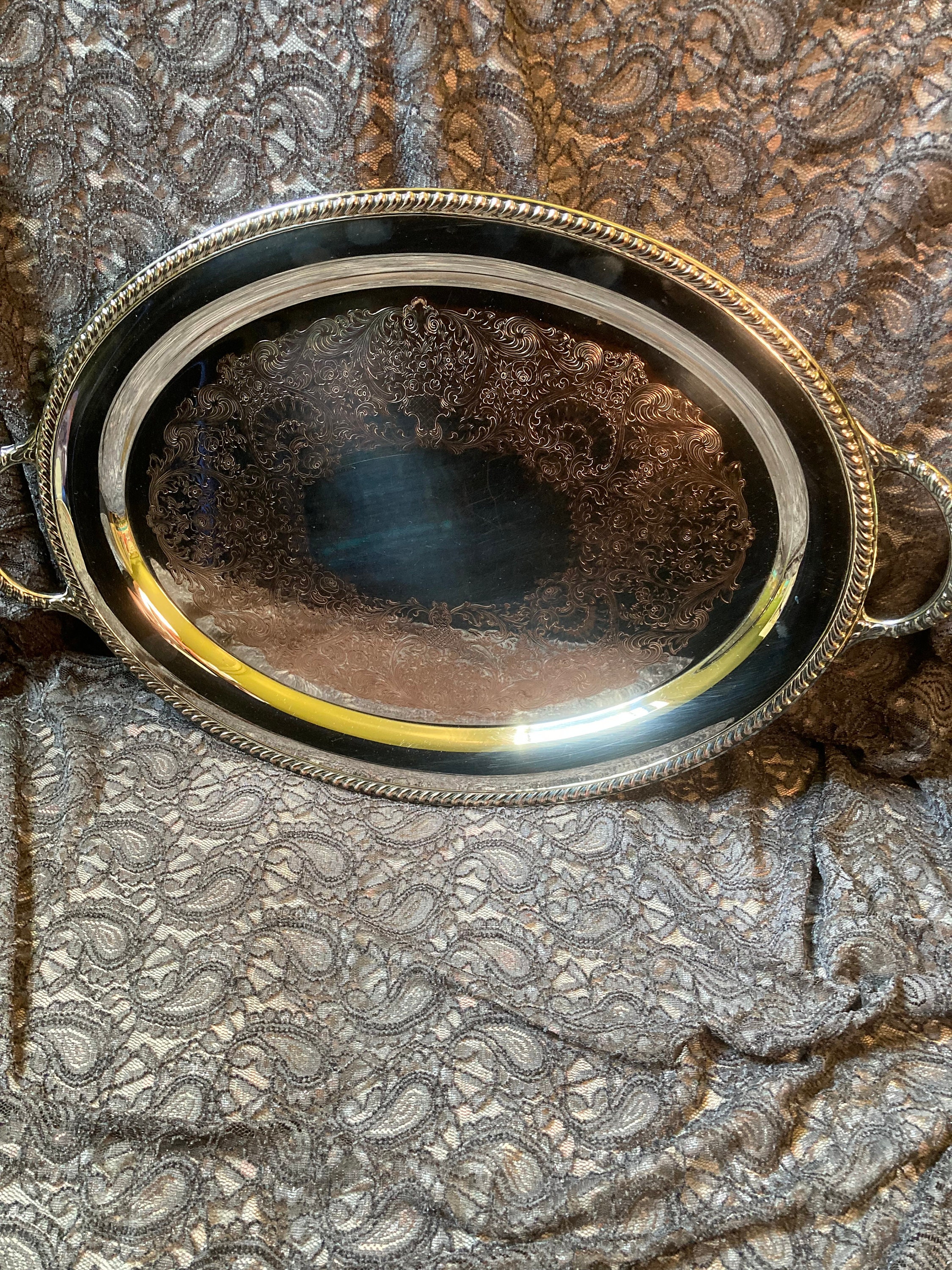 Antique WM Rogers 881 Silver Plated Tray (year 1890) England