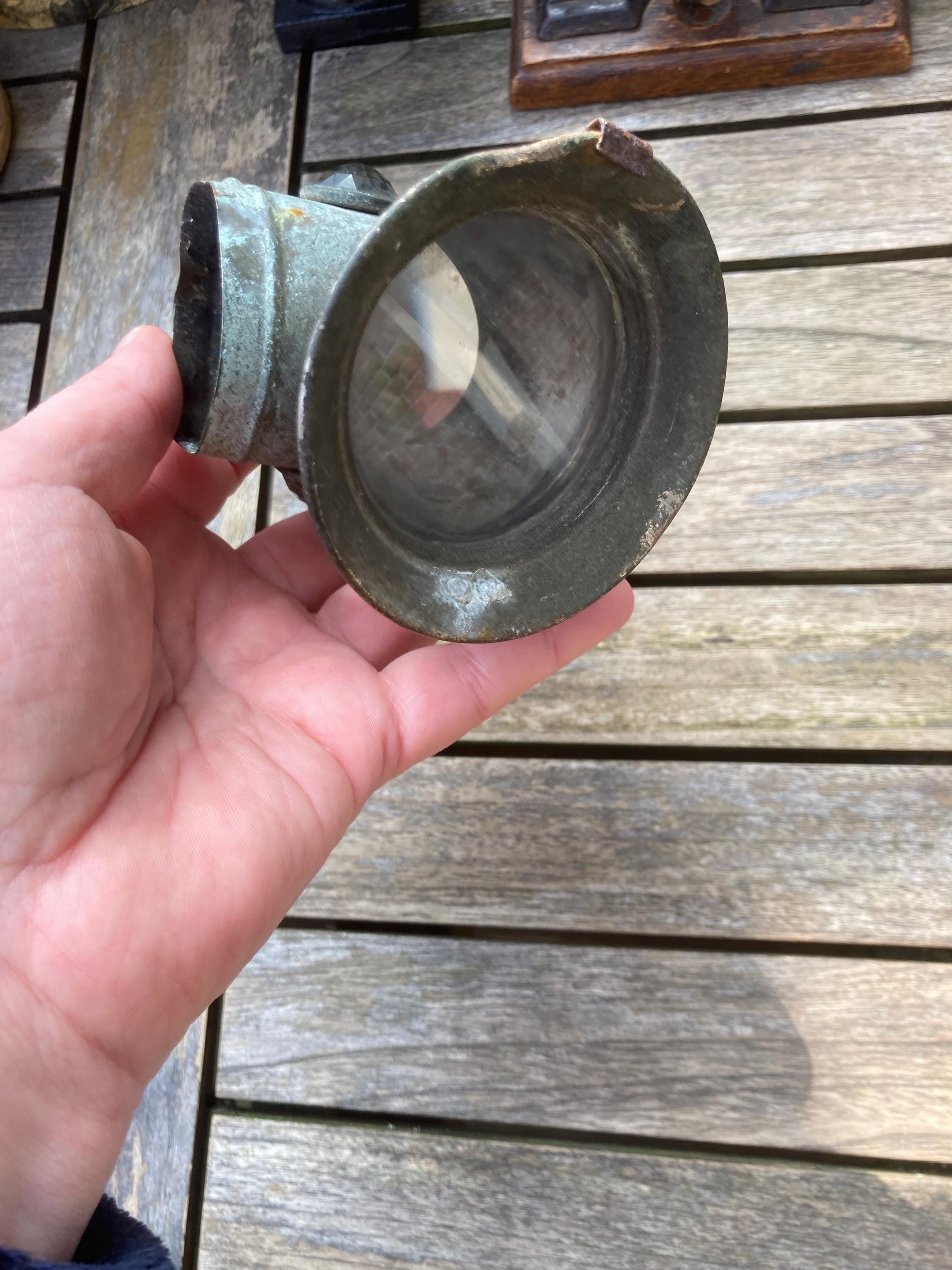 Ancienne Lampe à Gaz De Vélo En Laiton - Marque DRP Allemande - Vers 1900 - Vintage
