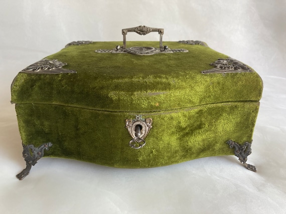 大特価 Antique Jewelry Box, Sewing Box, Boudoir Box. Velvet French アート・デザイン・音楽